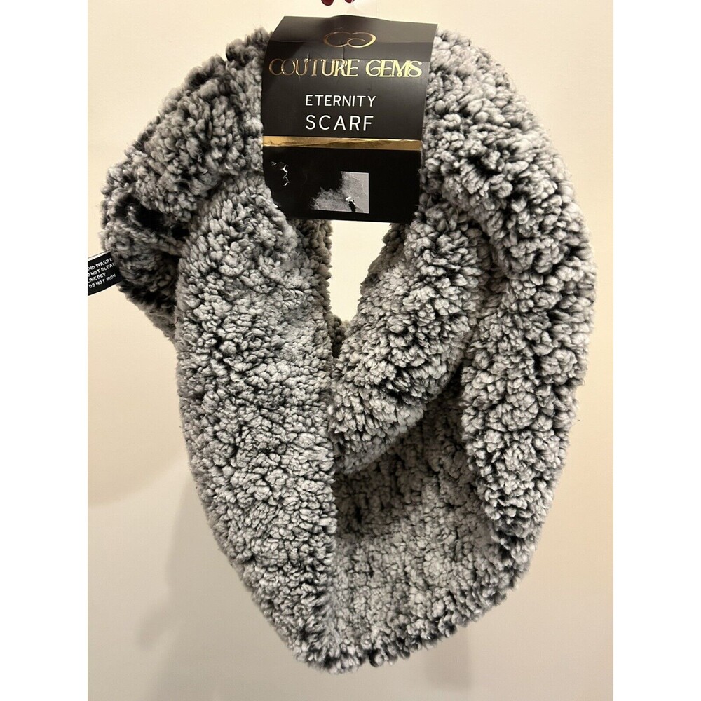 Couture Gems Gray Marbled Faux Sherpa Infinity Scarf